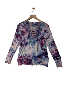 Medium lace up long sleeve top