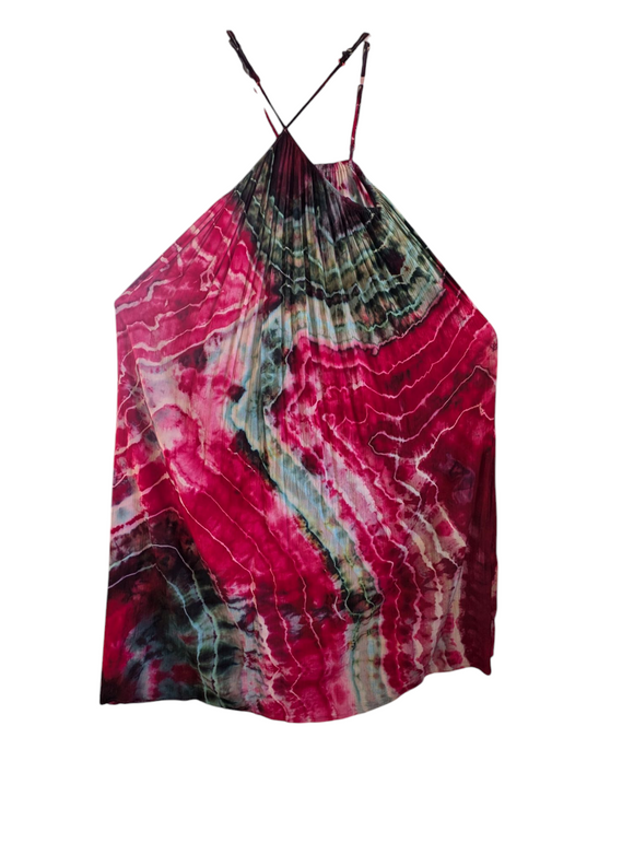 Medium halter style maxi dress with pockets and adjustable straps