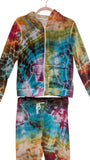 Large velour zip up hoodie with pants set