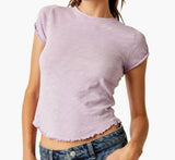 XL Free People cotton baby tee with ruffle hem