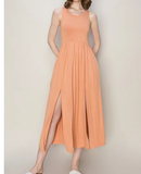 Medium side slit midi dress