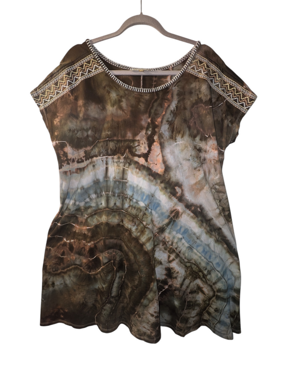 Large embroidered sleeve dress