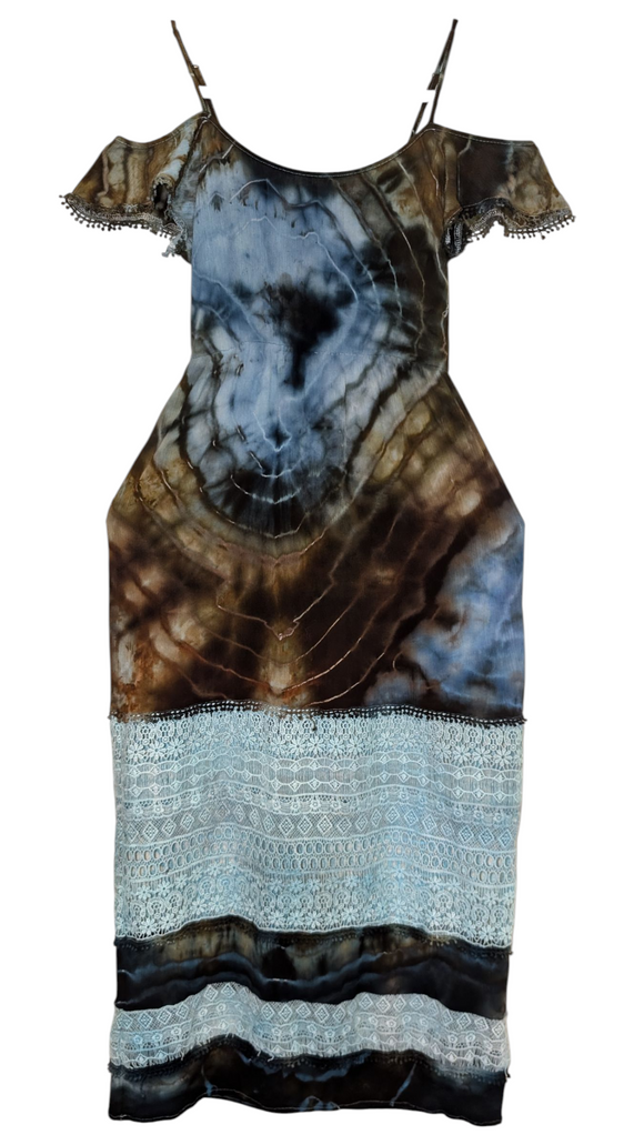 Small lace detail cold shoulder dress