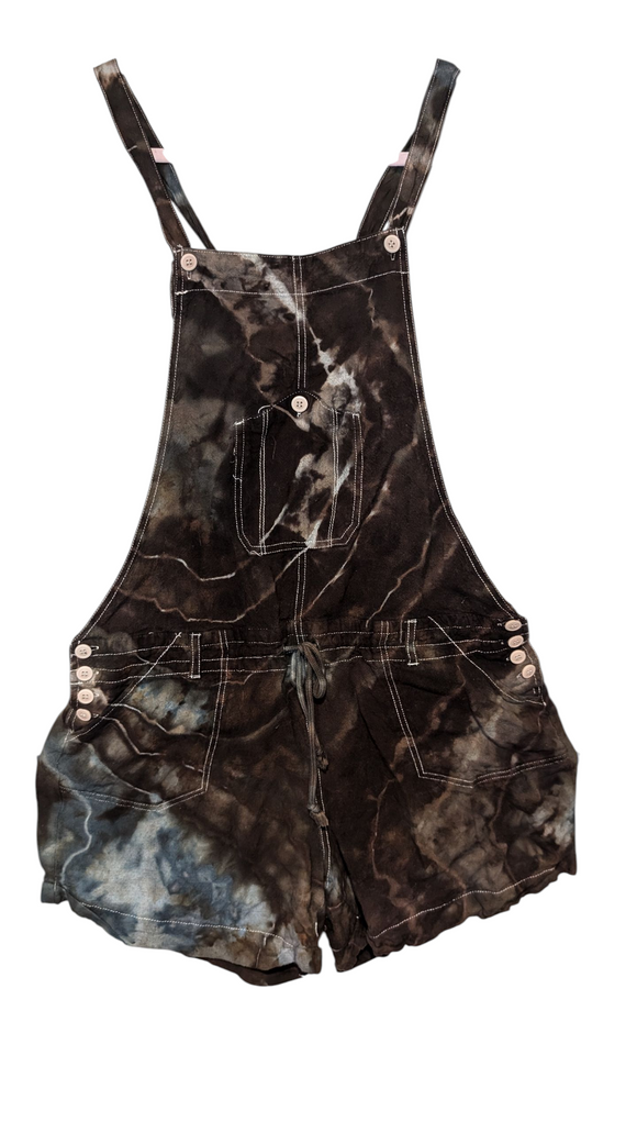 Large linen blend overall shorts