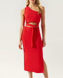 Small one strap tie waist bodycon