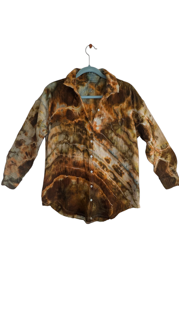 XXS oversized cotton gauze button down