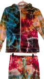 Small velour zip up hoodie and pants set
