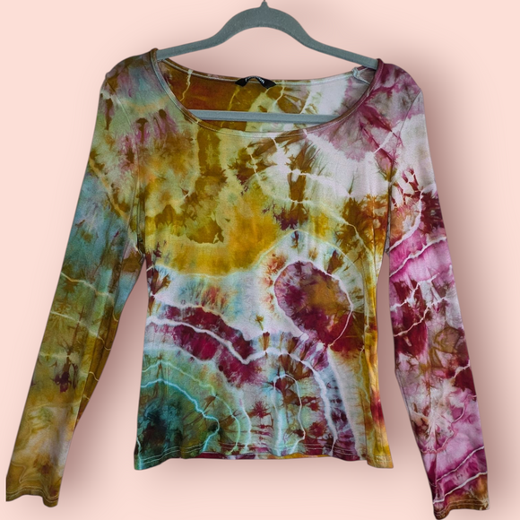 Large scoop neck long sleeve tee