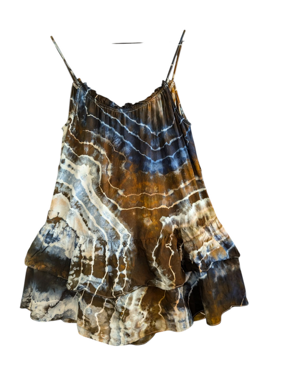 Medium ruffle hem dress tie in back