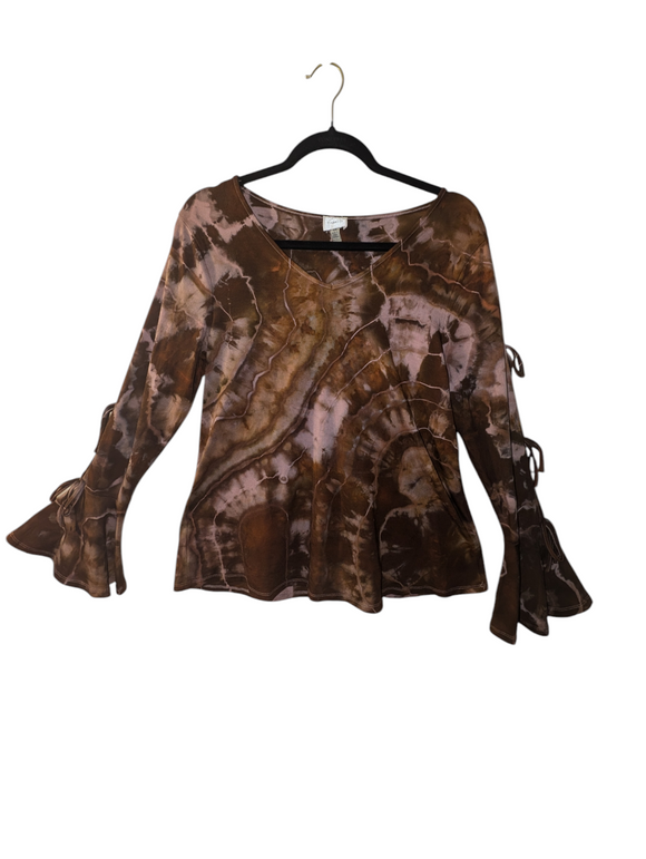 Small petite bell sleeve top with ties