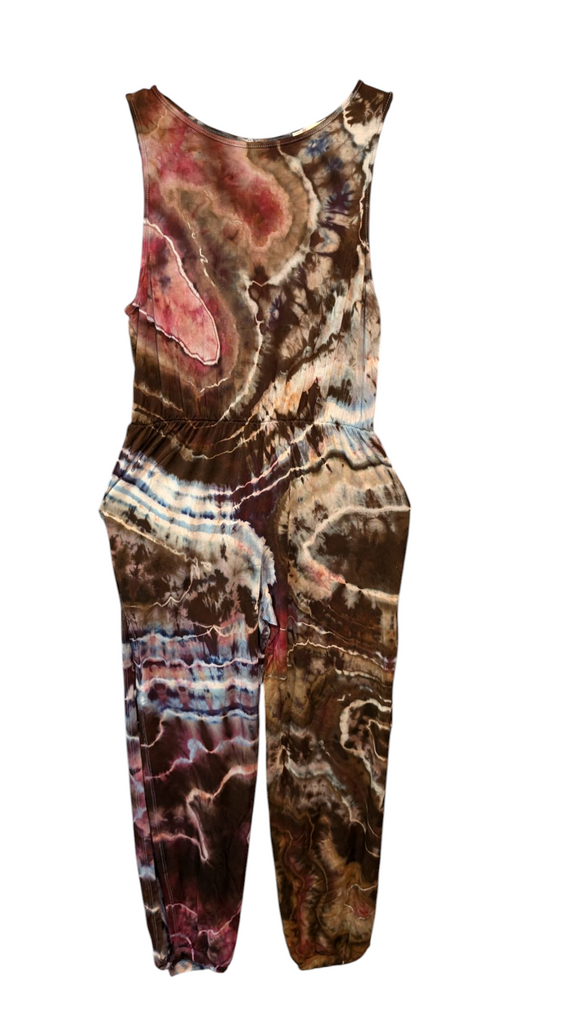 Large harem jumpsuit with cuffs and side slits up to mid thigh