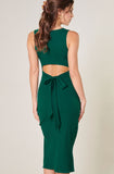Small ribbed open back tie bodycon dress